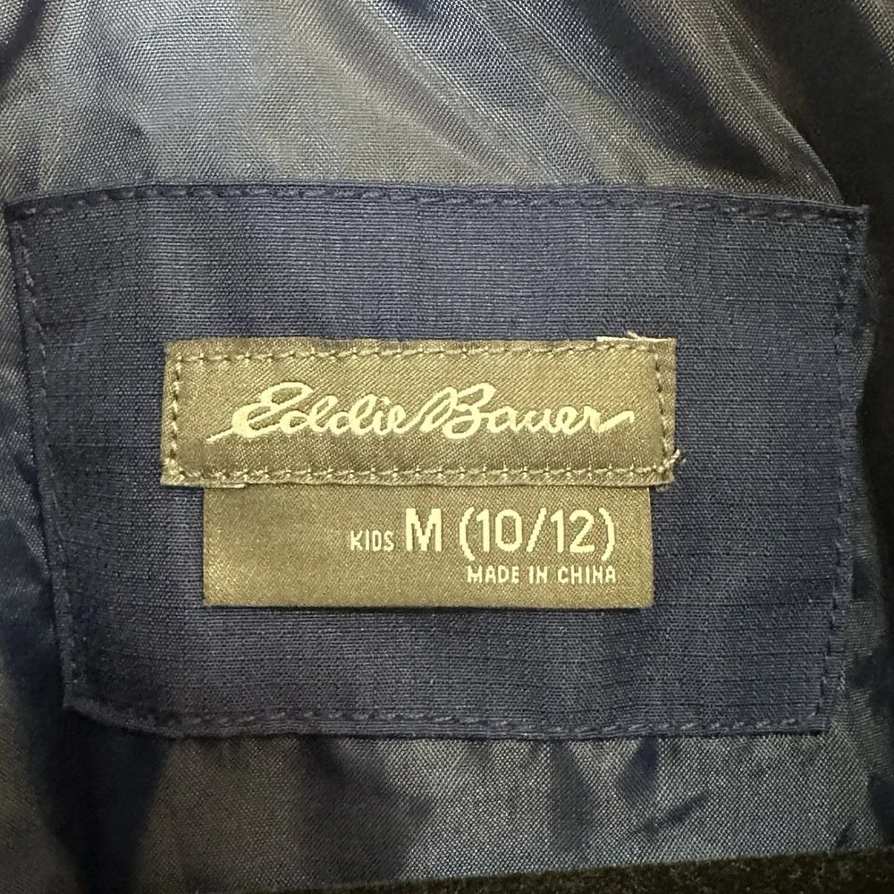 Eddie Bauer Windbreaker Jacket Kids 10/12 Blue Full Zip Pockets Hood‎